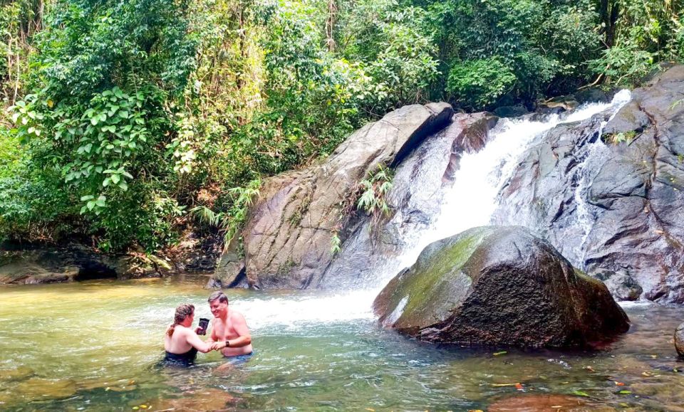 Khaolak: Bamboo Rafting, Waterfalls, and Turtle Conservation - Ton Pling Waterfall: the cool swim, plus the steps and rocks