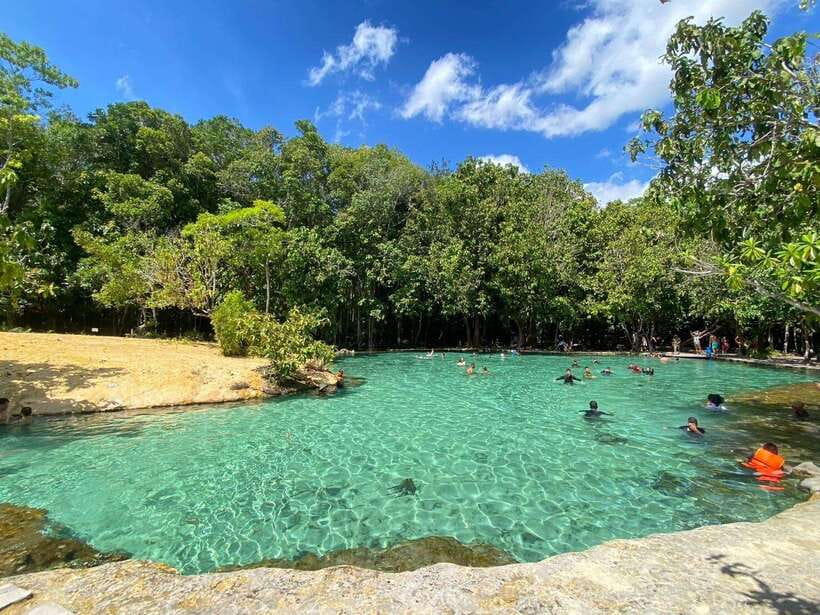 Krabi: Tiger Cave Temple, Emerald Pool and Hot Springs Tour - Blue Lagoon: a rooted photo walk with classic Krabi drama